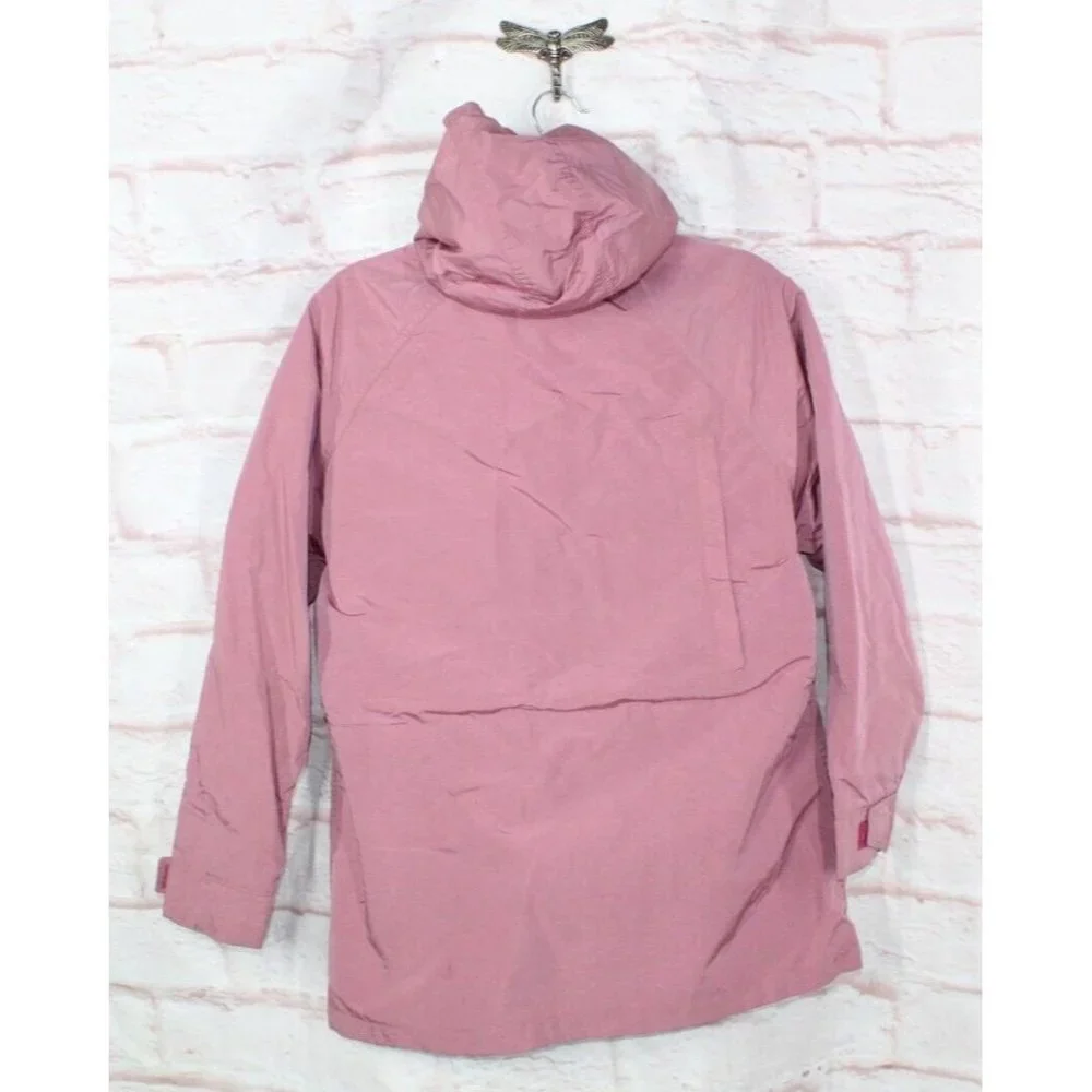 Vintage LL Bean Pink Nylon Lined Hooded Snaps Button Jacket Size L - Picture 4 of 9